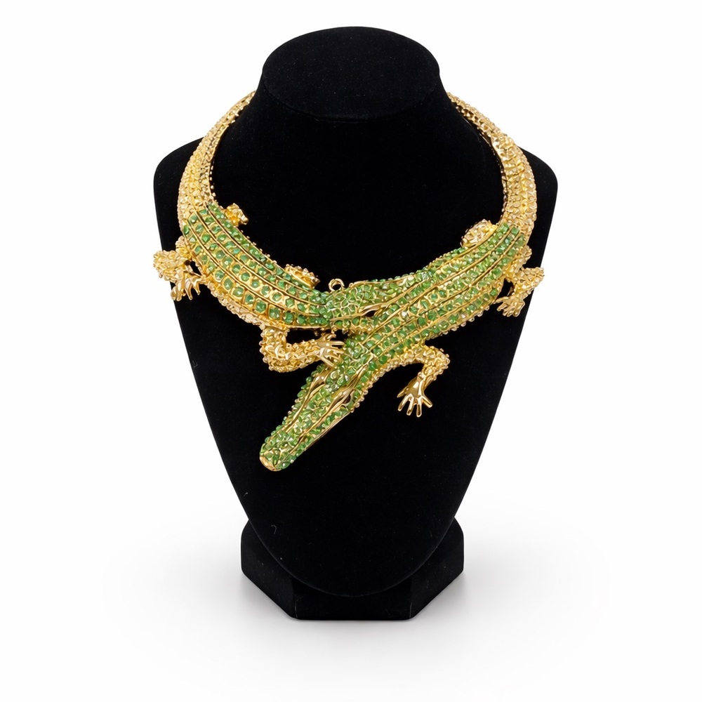 Gold and Green Reptile Necklace